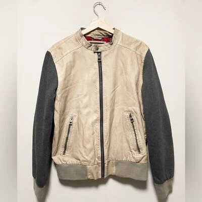 Chaqueta de cuero GUESS beige crema | Sudadera con capucha desmontable | Para hombre talla mediana Foto 1 de 4