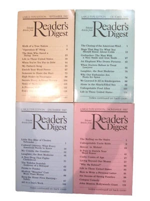 Readers Digest Magazine 1987 4 Book Lot Large Print Edition - Image 1 of 4