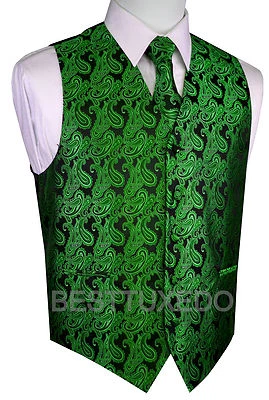 Men's Paisley Tuxedo Vest, Tie and Hankie. Formal Dress Wedding Prom Homecoming - Image 1 of 4