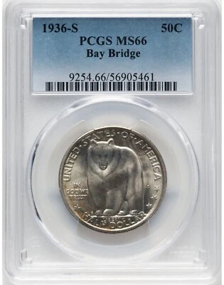 Bay Bridge Commemorative Silver Half Dollar 1936-S MS66 PCGS - Image 1 of 2
