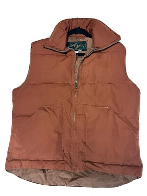Vtg M 70s Vest Orange Montgomery Ward Retro HTF Button Up Goose Down - Image 1 of 4