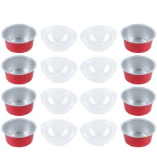 10 Set Stampi Cupcake Tazza Puffing In Pellicola Alluminio Coperchio Trasparente