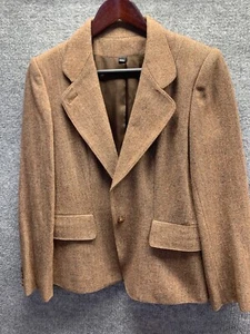 Peabody House Blazer Women Size 11/12 Brown Herringbone Wool Preppy Office Vtg - Picture 1 of 16