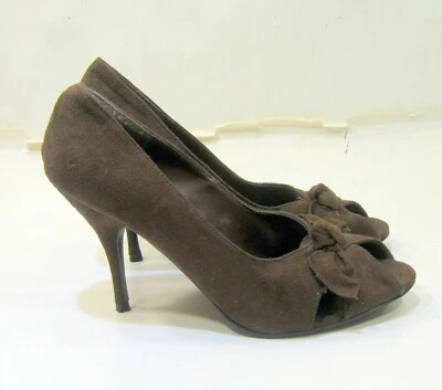 NUEVO Zapatos Sexy Marrón 4.5" Tacón Alto Peep Toe Mujer Talla 10 Foto 1 de 4