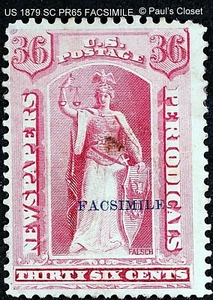 US 1879 SC PR65 FAX 35¢ PERIÓDICO Y PUBLICACIONES PERIÓDICAS CARMINE EN MUY BUEN ESTADO NOGAI - Imagen 1 de 2