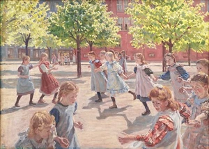 Poster Decor.Home interior wall design.Peter Hansen painting.Kids playing.15038 - Picture 1 of 1
