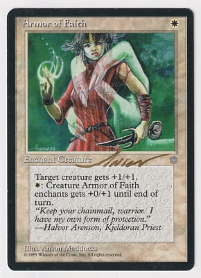 Gold Signed Armor of Faith MP Ice Age Artist Anson Maddocks 1995 WOTC MTG Magic! - Image 1 of 2