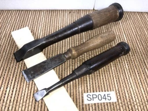 Japanese vintage chisel Signed Tataki Nomi Woodworking Tool Set of 3(10.17.19mm) - Picture 1 of 12
