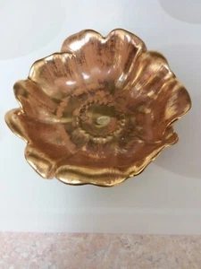 Vintage Stangl Granada Gold Bowl 22kt ~ Flower Shaped 3410-9 Hand Painted - Picture 1 of 8