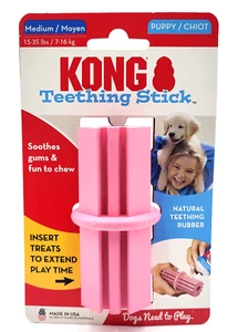 KONG Puppy Teething Stick Med Pink Teeth Cleaning Treat Stuffable Dog Chew Toy - Picture 1 of 10