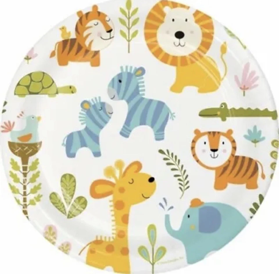Happy Jungle 9 Inch Paper Plates 8 Pack Paper Kids Children Tableware Birthday - Image 1 of 1