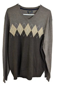 Club Room, Para Hombre, Mezcla de Lana, Suéter Argyle, Marrón, Talla XL - Imagen 1 de 3