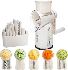 5-In-1 Interchangeable Blades Rotary Cheese Grater Hand Crank, Cheese Shredder M - Picture 1 of 12