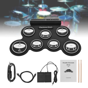Digital Roll up Electric Drum Kit USB 7 Silicone Pads Set with 2 DrumSticks Gift - Picture 1 of 7