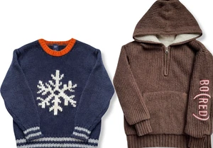 LOT GAP Boys Small S 5 6 Snowflake Sweater Red Campaign Hoodie Sherpa EUC - Picture 1 of 7