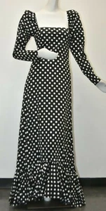 $890 NEW Caroline Constas Stretch Cotton Maxi Dress White Black Polka Dot XS S - Picture 1 of 8