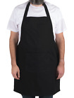 Chef Kitchen Apron, 28" X 32" Cotton Bib Apron with Pockets for Cooking, Grillin