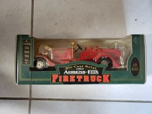New Ahrens Fox Firetruck Die Cast Metal 1937 Truck Locking Coin Bank Key 1994 - Picture 1 of 10