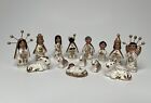 Folk Art Made In Mexico Hand Painted Mini 14 Piece Nativity Set Vintage