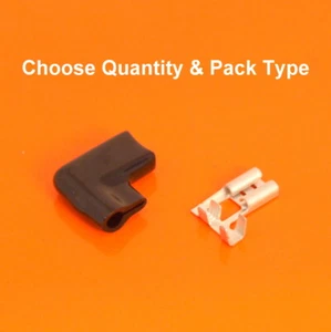 High Quality 6.3mm Flag Terminals With Black Covers - Female Right Angle Spade - Picture 1 of 16