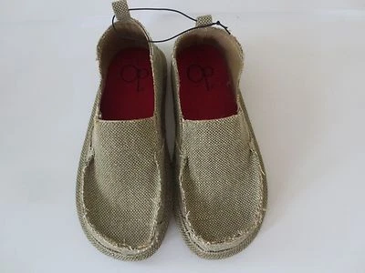 NUEVO Niño Juvenil **1**2**3** OP Beige Marrón Lona Surfista Beach Dude Zapatos Mocasines Foto 1 de 3