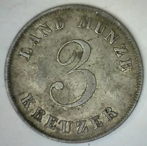1834 German States SAXE-COBURG-GOTHA 3 Kreuzer Silver Germany Coin - Picture 1 of 2