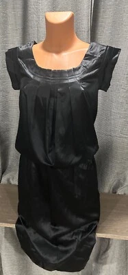 New $128 Victoria’s Secret Moda Intl Black Pleated Stretch Silk Dress XS - Image 1 of 4