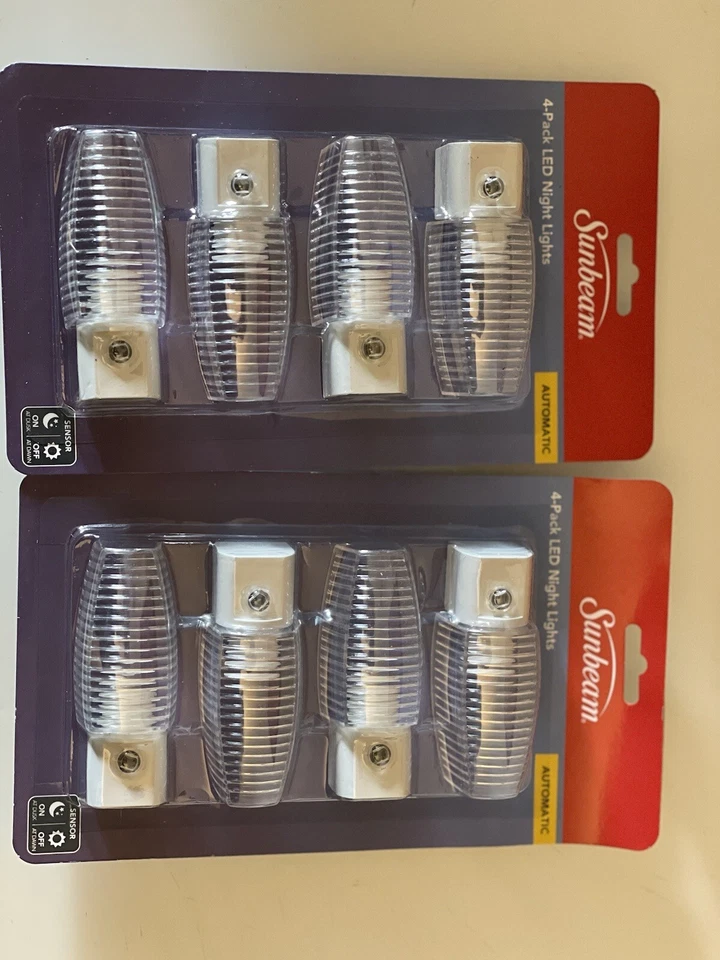 Sunbeam 4 Pack LED Night LIght Wall Plug In Sensor Night Lights Dusk To Dawn