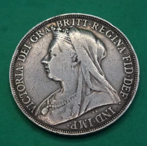1895 QUEEN VICTORIA SILVER CROWN. 1895 LIX EDGE - Picture 1 of 8