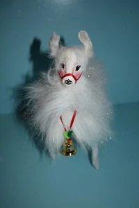 "Muñeco Annalee de Navidad 2008 8"" blanco alpaca/llama con campana" - Imagen 1 de 5