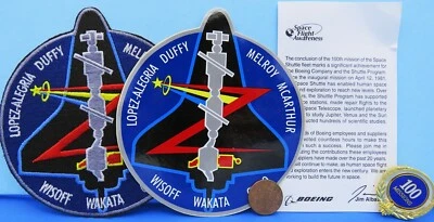 NASA PATCH PIN STICKER vtg STS-92 Space Shuttle DISCOVERY / 100 MISSIONS Boeing - Image 1 of 3