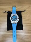 NEW Mens Date Watch Bright Blue Rubber Silicone Strap Dials Work Great Gift