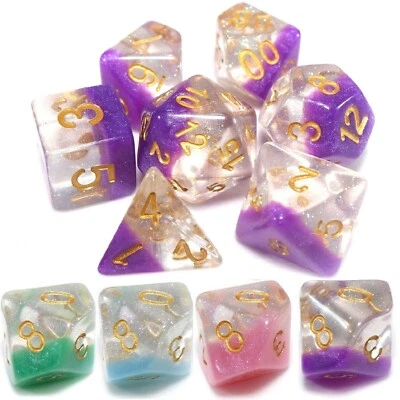 Poly Dice Set - Snowglobe (Select Colour) / Christmas RPG D&D DND Dungeon - Image 1 of 2