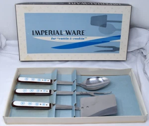 Juego de utensilios vintage Imperial Ware atómico vanadio inoxidable 5004 caja original - Imagen 1 de 10