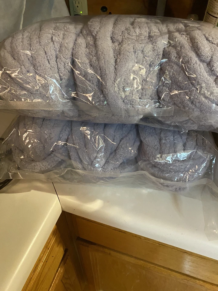 Chunky Chenille Yarn No Brand Name 3 Pack Lilac/ Periwinkle Color - Image 1 of 1