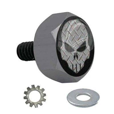 Gris Gunmetal - Perno de asiento hexagonal de aluminio Billet para Harley - Placa de diamante calavera B Foto 1 de 4