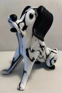 Italy Dog Archimedes Seguso Murano Glass Bianco Nero Fantasy Glass. Vintage - Picture 1 of 12