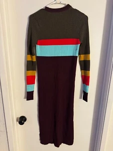 Women NWT "Scotch & Soda? multicolor,long sleeve sweater midi dress. Size S - Picture 1 of 3