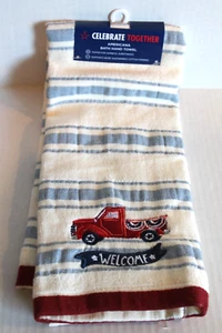 Celebrate Americana USA 4th of July Red Truck Bath Hand Towel NEW - Picture 1 of 1