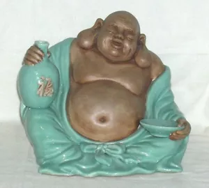  Figura/escultura grande vintage de Andrea, de Buda japonés Sadek, botella de saki - Imagen 1 de 9