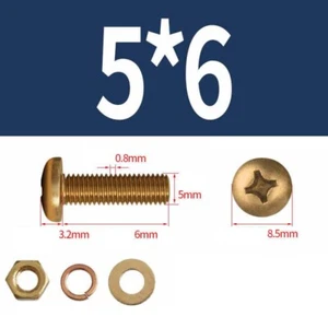 M3 M4 M5-M8 Messing Pan Head Phillips Schrauben Set Bolt+Mutter+Unterlegscheibe - Bild 1 von 61