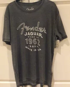 LUCKY BRAND Fender Jaguar GUITAR MENS MEDIUM Retro Gray BURNOUT T-Shirt NEW - Picture 1 of 4