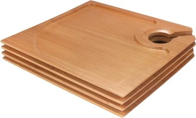 Set of 4 Bamboo Cocktail Appetiser Cheese Board Plate with Wine Glass Holder - Image 1 of 4