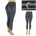 Zyia Active Womens 4 Leggings Striped Gray Athletic Pants Geometric Spandex EUC