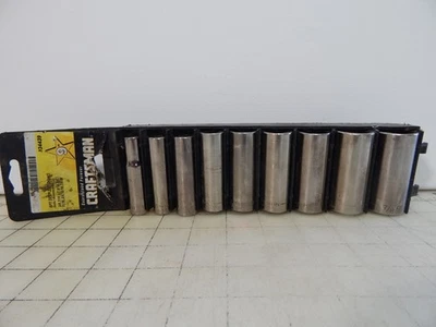 Vintage CRAFTSMAN 3/8" Drive 9Pc. Deep 6 Pt SAE Socket Set USA -G- series 34439 - Image 1 of 4
