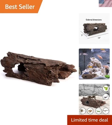 Tronco oculto de 14" de aspecto natural para reptiles y mascotas acuáticas - Diseño no tóxico Foto 1 de 4