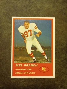 1963 Fleer Football Mel Branch #54 Kansas City Chiefs EX+ - Picture 1 of 2