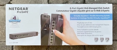 NIB NETGEAR  GSS108E-100NAS 8 Port Gigabit Ethernet Switch Web Managed - Image 1 of 4