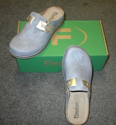 Hausschuh, Clog Fischer-Markenschuh grau / hellgrau 0642/80 Größe 40