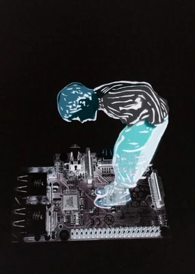 ORIGINAL CAMILLE MANK | C.MANK UNIKAT "X-RAY MIXED REALITY -RASPBERRY PI" 2025 - Bild 1 von 4